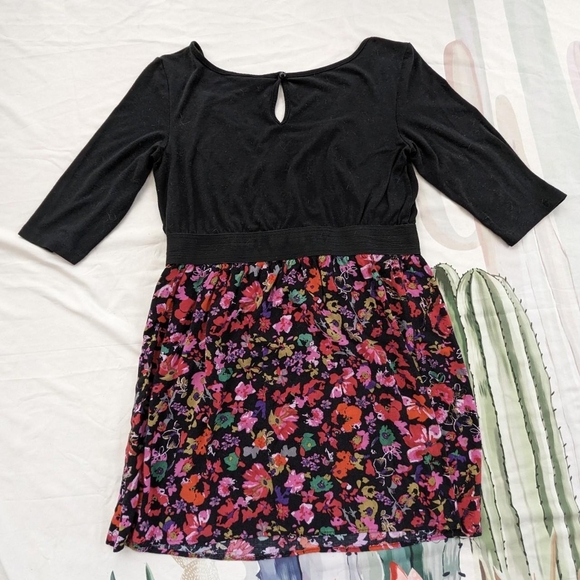 Xhilaration Black & Red Floral Half Sleeve Dress - Picture 4 of 6